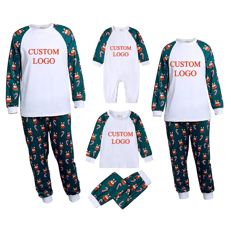 2023 Christmas Pyjamas Two Piece Sets Custom Print Adult Cotton Kids Baby Clothes Matching Family Christmas Pajamas