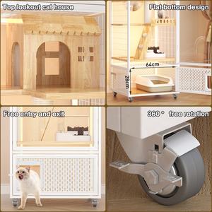 Nuevo diseño Villa estilo interior jaula para gatos casa de una pieza marco de acero caja de arena gato cabaña hogar para gatos - Product Image 4