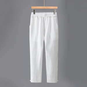 <span class=keywords><strong>Pantalon</strong></span> décontracté en lin pour hommes Style chinois léger <span class=keywords><strong>taille</strong></span> élastique <span class=keywords><strong>pantalon</strong></span> long jambe droite ample confortable respirant <span class=keywords><strong>grande</strong></span> <span class=keywords><strong>taille</strong></span> - Product Image 6