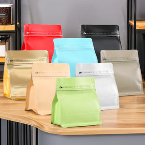 Sacs à café réutilisables en plastique <span class=keywords><strong>de</strong></span> qualité alimentaire avec fermeture éclair latérale, fond plat et valve, 250g, 500g, 1000g, en stock usine - Product Image 1