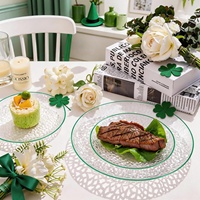 60 Assiettes jetables en plastique vert transparent, robustes et élégantes, effet martelé, pour fêtes, comprenant 30 assiettes à dîner et 30 assiettes à salade
