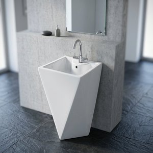 Lavabo sur pied en céramique couleur café de première qualité, petit lavabo rond avec support, design floral de luxe - Product Image 2