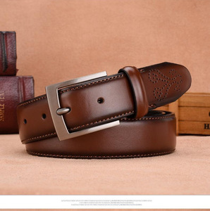 Cinturón de Cuero Genuino para Hombre con Grabado de Moda, Cinturón Casual de Negocios con Hebilla de Aleación, Venta al por Mayor de Fábrica - Product Image 3