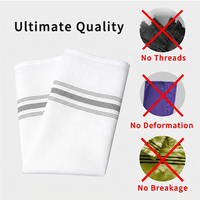 Serviettes de table bistro rayées blanc-gris commerciales 18x22 en polyester filé 12s MJS, serviettes en tissu lourdes pour restaurants et hôtels