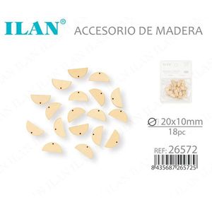 Plaque en bois semi-circulaire ILAN 20x10mm 18 pièces Accessoire artisanal - Product Image 3