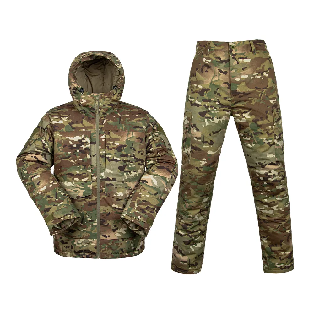 Chaqueta táctica de invierno para hombre, traje de camuflaje, forro polar a prueba de viento, abrigo cálido con capucha, pantalones