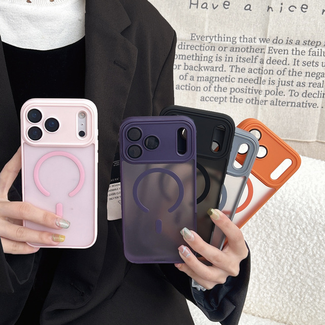 2026 Hot Selling Magnetic Charging With Camera Protection Phone Case for iPhone 17 air 16 15 14 Pro Max TPU Frosted Matte Case