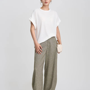 T-shirt d'été à col rond pour <span class=keywords><strong>femme</strong></span> Tops à <span class=keywords><strong>manches</strong></span> <span class=keywords><strong>courtes</strong></span> rayés - Product Image 2