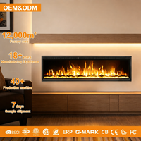 Cheminée électrique encastrée de 60 pouces avec flamme LED, télécommande, fonctionnement en anglais, fabricant OEM/ODM pour usage domestique et hôtelier