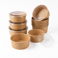 Bol en papier kraft à paroi simple, écologique, jetable, pour plats à emporter, sushi, salade, bento, boîte à lunch, conteneur recyclable