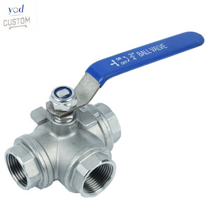 <span class=keywords><strong>Vanne</strong></span> à boisseau sphérique motorisée YOD personnalisée 1/4 2 pouces NPT BSP filetée en fer avec joint PTFE, type T, manuelle, en acier inoxydable 304 316, <span class=keywords><strong>3</strong></span> <span class=keywords><strong>voies</strong></span> - Product Image 1