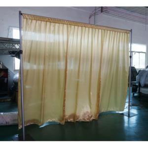 Système de tringles télescopiques en aluminium argentées avec rideaux en velours/chiffon pour la décoration de mariages et les salons professionnels - Product Image 2