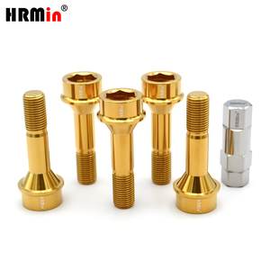 Tornillos de Seguridad <span class=keywords><strong>Antirrobo</strong></span> para Ruedas de Titanio HRMin Factory Grado 10.9, Cono M14X1.5X52mm para Ferrari, Nuevo Estado - Product Image 1