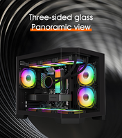 Nouvelle tour de jeu MATX ITX 2026 avec alimentation, boîtier PC gamer en verre trempé incurvé, prise en charge du refroidisseur à eau 360 RGB