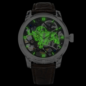 Montre mécanique squelette haut de gamme avec boîtier entièrement en cristal de saphir, mouvement Hangzhou, bracelet en fluororubber, étanche 3ATM - Product Image 4