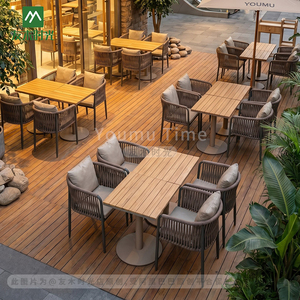 Conjunto de Muebles de Jardín para Comer al Aire Libre, Mesa y Sillas de Aluminio y Cuerda, para Restaurante, Cafetería, Hotel, Bar, <span class=keywords><strong>Bistro</strong></span>, Mesa de 60 cm - Product Image 6