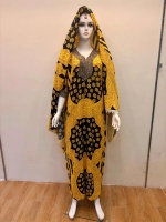 Robe Kaftan Boubou Kimono en Coton à Manches Amples pour Femmes Noires Grande Taille d'Afrique, Ensemble Deux Pièces Été avec Foulard