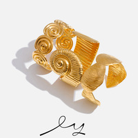 Bracelet ouvert épais en acier inoxydable XY 3282 pour femme, classique, avec perles, plaqué or 18 carats, forme géométrique, bijoux étanches – Vente en gros