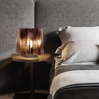 Lampe de table en verre et cuivre E12, design artistique créatif, lampe de chevet en verre ambré pour chambre à coucher