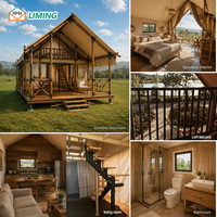 Tente de glamping safari à deux étages, tente d'hôtel de luxe à deux niveaux pour complexe hôtelier, camping, hébergement en maison d'hôtes