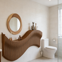 Œuvre d'art murale en bois paramétrique sur mesure, mobilier décoratif de luxe pour salle de bain, villa résidentielle