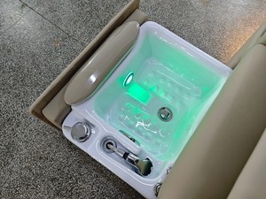 Beige <b>Pull</b>‑Out Foot Basin Pedicure Spa Chair With Rolling Massage Electric Recliner LED <b>Light</b> Manicure Table Nail Salon Beauty - Product Image 5