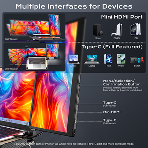 Flexibilité ultime <span class=keywords><strong>Écran</strong></span> étendu pour <span class=keywords><strong>ordinateur</strong></span> portable 14 "FHD 1080P avec conception amovible Haut-parleur intégré <span class=keywords><strong>Compatible</strong></span> avec Windows <span class=keywords><strong>Mac</strong></span> - Product Image 4