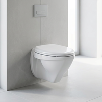 WC suspendu en céramique à double chasse avec réservoir encastré, couvercle de siège et accessoires de salle de bain