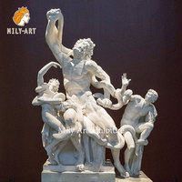 Estatua de Mármol de Laocoon y sus Hijos de MILY, Escultura Clásica de Mármol Blanco Natural, Tamaño Real, en Venta