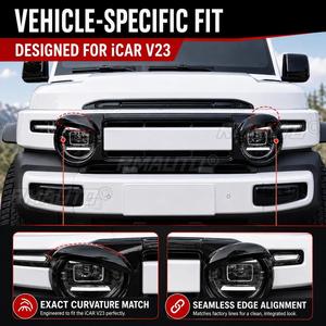 StarNav para iCAR V23 Accesorios para coche Cubiertas de embellecedores de capó, cejas de faro, ventilación de guardabarros y puerto de carga en negro brillante - Product Image 6