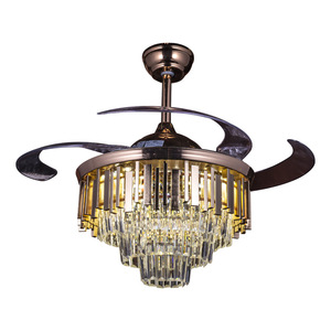 Ventilateur de plafond en cristal 42 pouces, 3 pales, 5 vitesses, télécommande invisible, LED dimmable, design moderne, moteur DC encastré - Product Image 2