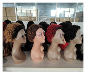 Perruque <span class=keywords><strong>Rose</strong></span> bouclée Bob courte coupe <span class=keywords><strong>de</strong></span> lutin dentelle perruque humaine noeuds blanchis dentelle frontale 13x4 Pixie perruque avec des cheveux <span class=keywords><strong>de</strong></span> bébé - Product Image 5