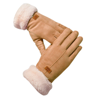 Gants d'hiver chauds en gros pour femmes, élégants, avec pompon en fourrure, poignet fendu, extensibles, thermiques, pour la conduite, pour commande en gros