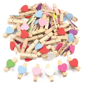 Mini Hart Liefde Houten Kleding Fotopapier Peg Pin Wasknijper Craft Hot Postcard Clips Home Huwelijksgeschenken Decor Supplies