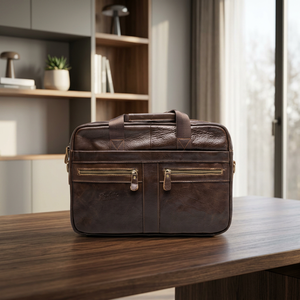 Fournisseur direct d'usine, sacoche pour ordinateur portable en cuir véritable B S International, style coréen décontracté, noir, pour le bureau, quotidien, imperméable - Product Image 1