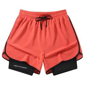 Men's Casual Sports Running Shorts Quick-Drying Loose <b>Three</b>-<b>Quarter</b> <b>Pants</b> Anti-Glare Double-Layer Fitness Marathon Track Field - Product Image 1