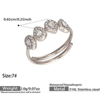 Bague ajustable ouverte en acier inoxydable 316L, hypoallergénique et étanche, incrustée de zircon bleu, bijou de mode pour femme