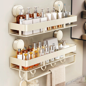 <b>Bathroom</b> Storage Rack 60X70cm Suction Mounted Wall Shelf For Personal Care Products - Product Image 1