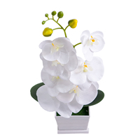 HDL01 Künstliche weiße Phalaenopsis-Orchidee mit silbernem Blumentopf für Wohnzimmer, Büro, Party, Hochzeits dekoration