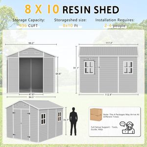 Abri de jardin étanche 8x10 pieds grande capacité, idéal pour ranger les outils d'été, avec plancher inclus - Vente chaude directe usine - Product Image 4
