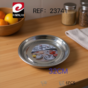 Bandeja Redonda de Acero Inoxidable de un Solo Nivel de 32 cm, Minimalista, para Uso en la Cocina - Product Image 3