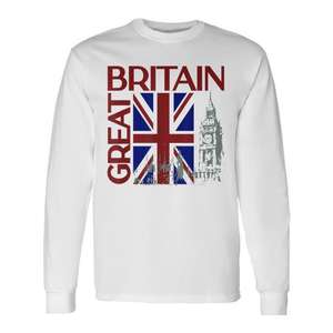 Camiseta de manga larga con bandera Union Jack de Gran Bretaña, diseño vintage - Product Image 1