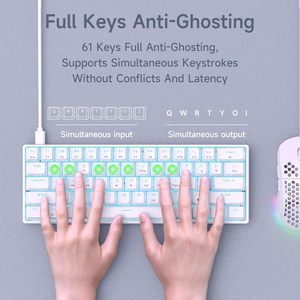 OEM 60% ergonómico desmontable Usb tipo C mecánico LED 61 teclas interruptor azul teclado para juegos con cable - Product Image 4