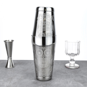 <span class=keywords><strong>Shaker</strong></span> Boston en acier inoxydable poli miroir 850/550 ml, gravé sur mesure avec un motif hibou, pour <span class=keywords><strong>barman</strong></span>, mélange de cocktails et boissons - Product Image 5