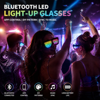 Lunettes LED Lumineuses Contrôlées par APP Bluetooth, Matériau ABS, Animations DIY, Autonomie de 5 Heures, Indispensables pour les Raves, les Boîtes de Nuit et les Événements Intérieurs
