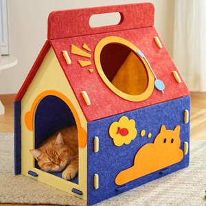 Túnel Rascador para Gatos de Fieltro con Diseño de Dibujos Animados, Ecológico, Desmontable, Lavable, Cama para Gatos Fácil de Guardar y Mantener - Product Image 4