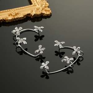 Pendientes de plata con lazo sin perforar para niñas, aretes de Tiktok de estilo coreano de Hada de diamante con lazo <span class=keywords><strong>en</strong></span> la oreja - Product Image 4