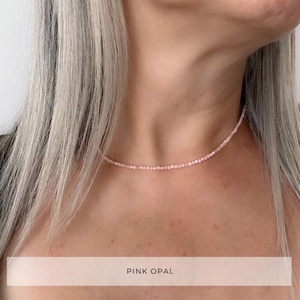 Minimalistische Zarte 2-3mm Mikro-Facettierte Natürliche Edelstein-Perlen Choker-Halskette Heilkristall-Halskette Schmuck für Sie Geschenke - Product Image 3