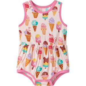 Body sin mangas personalizado para bebé niña, estampado de helado, conjunto de verano, mono de punto transpirable, cintura media - Product Image 1