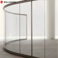Rolansini Modernes Design Treppen-/Veranda-Geländer Bodenmontage Einfache Installation Aluminium Rahmenloses Glasgeländer
